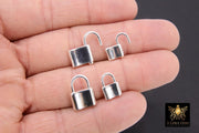 Silver Pad Lock Clasp, Solid 925 Sterling Silver Lock Key Clasp #666, 12 x 16 mm Stamped 925