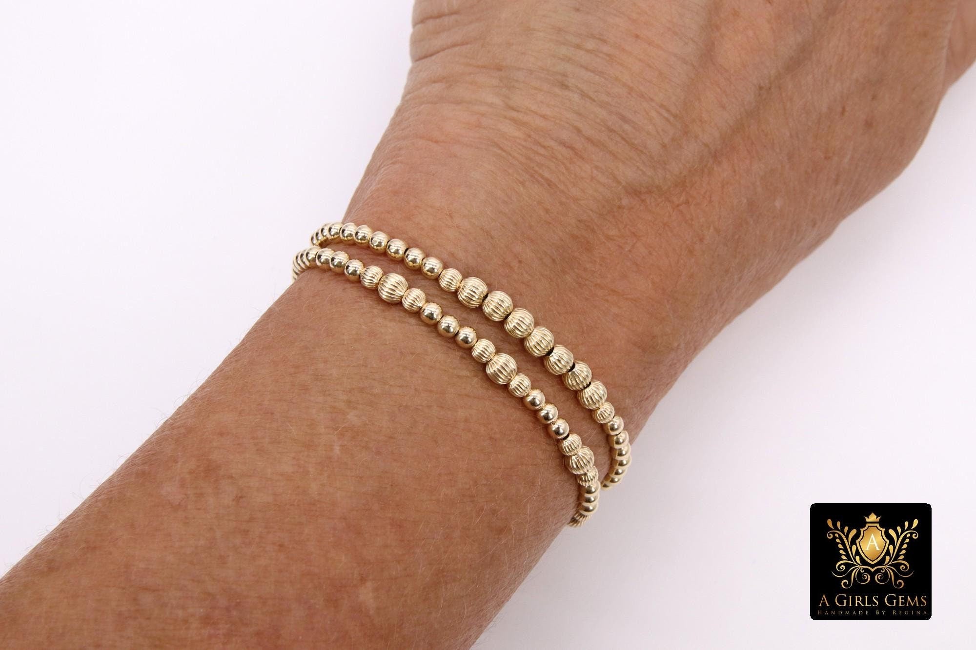 14 K Gold Filled Beaded Stretchy Bracelet Stacks