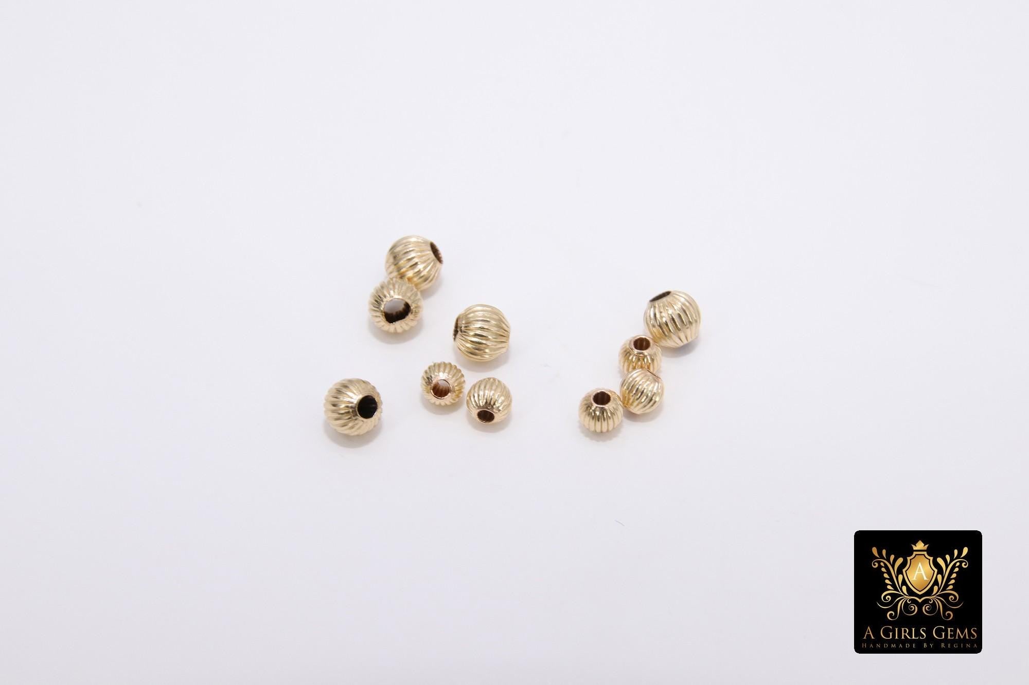Genuine 14 K Gold Filled Beads, Corrugated Ribbed Seamless Gold Round Beads #760, High Quality 3 mm or 4 mm