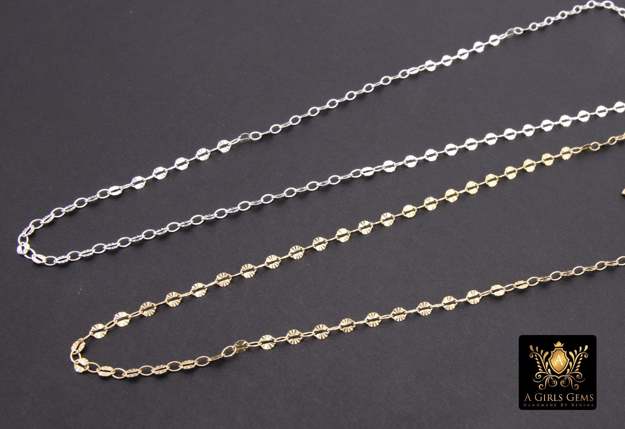 925 Sterling Silver Sequin Necklace, 14 K Gold Filled Starburst Paperclip Chain Choker, Handmade Everyday Jewelry Necklace