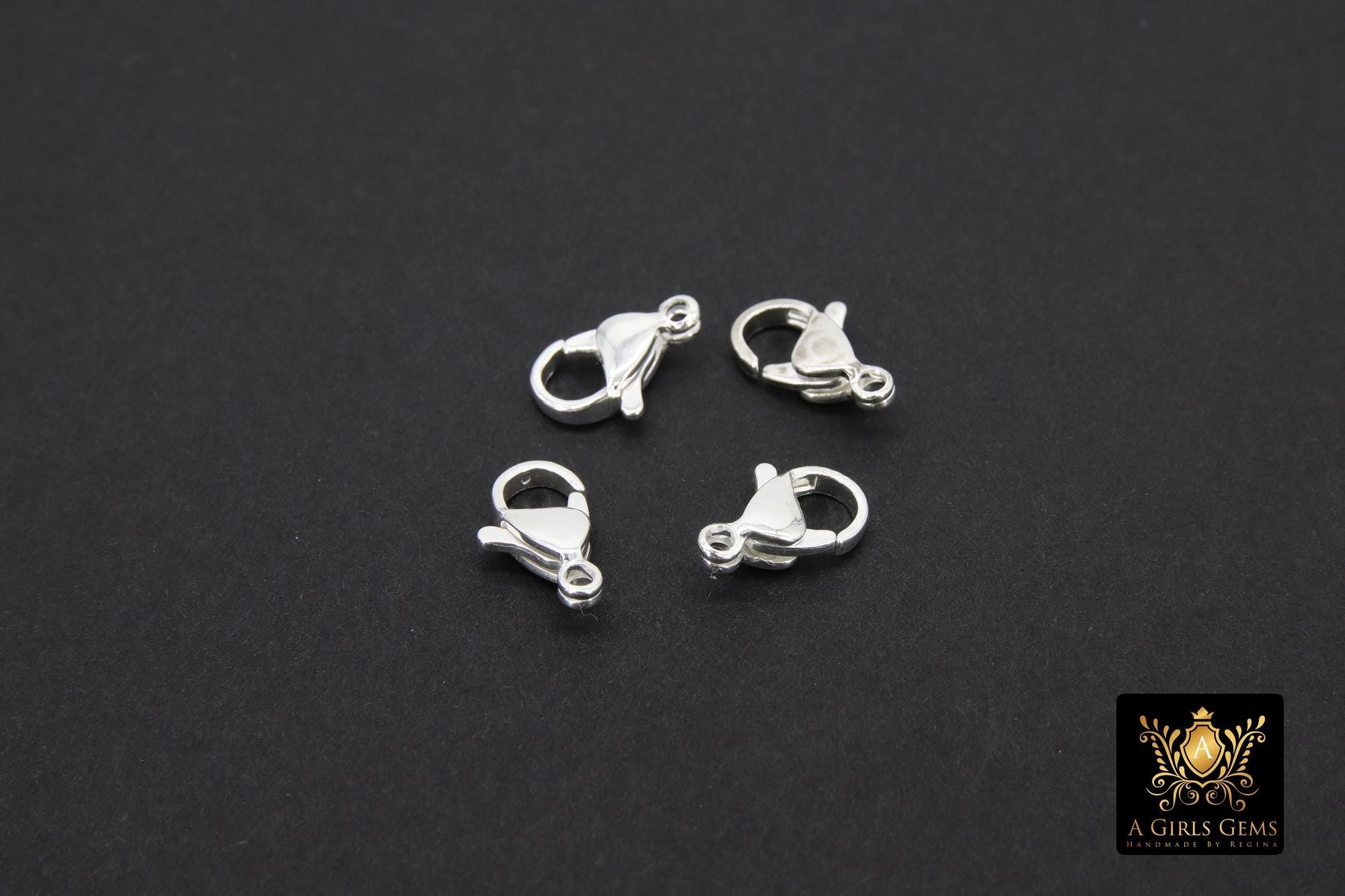 Silver Lobster Clasps, Stainless Steel Lobster Claws AG #2241,Jewelry Findings, 12