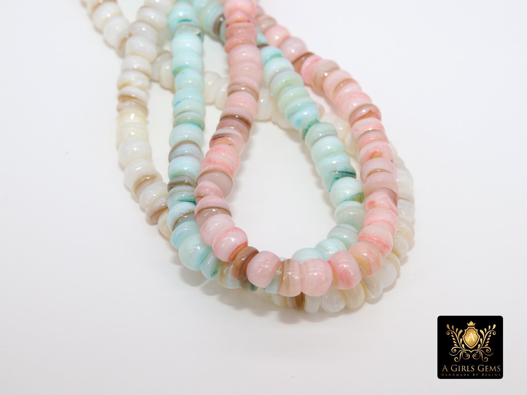 Soft Pink Shell Beads, Multi Color Freshwater White Rondelle Beads BS #304, Round 6 mm Beads