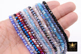Crystal Cube Bead Strands, 4 mm Square Blue Red Beads BS #330, 4 mm Blue AB Crystals