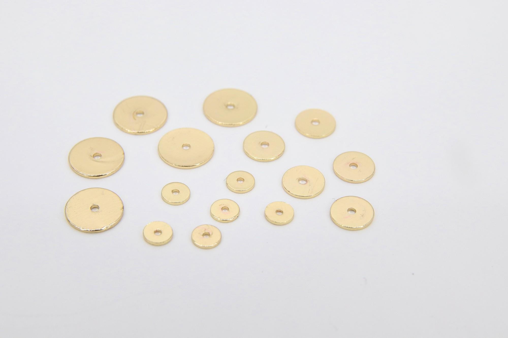 Gold High Polished Spacer Beads,Round Discs, 20 pcs Rondelle Donuts #683, Flat Heishi Beads