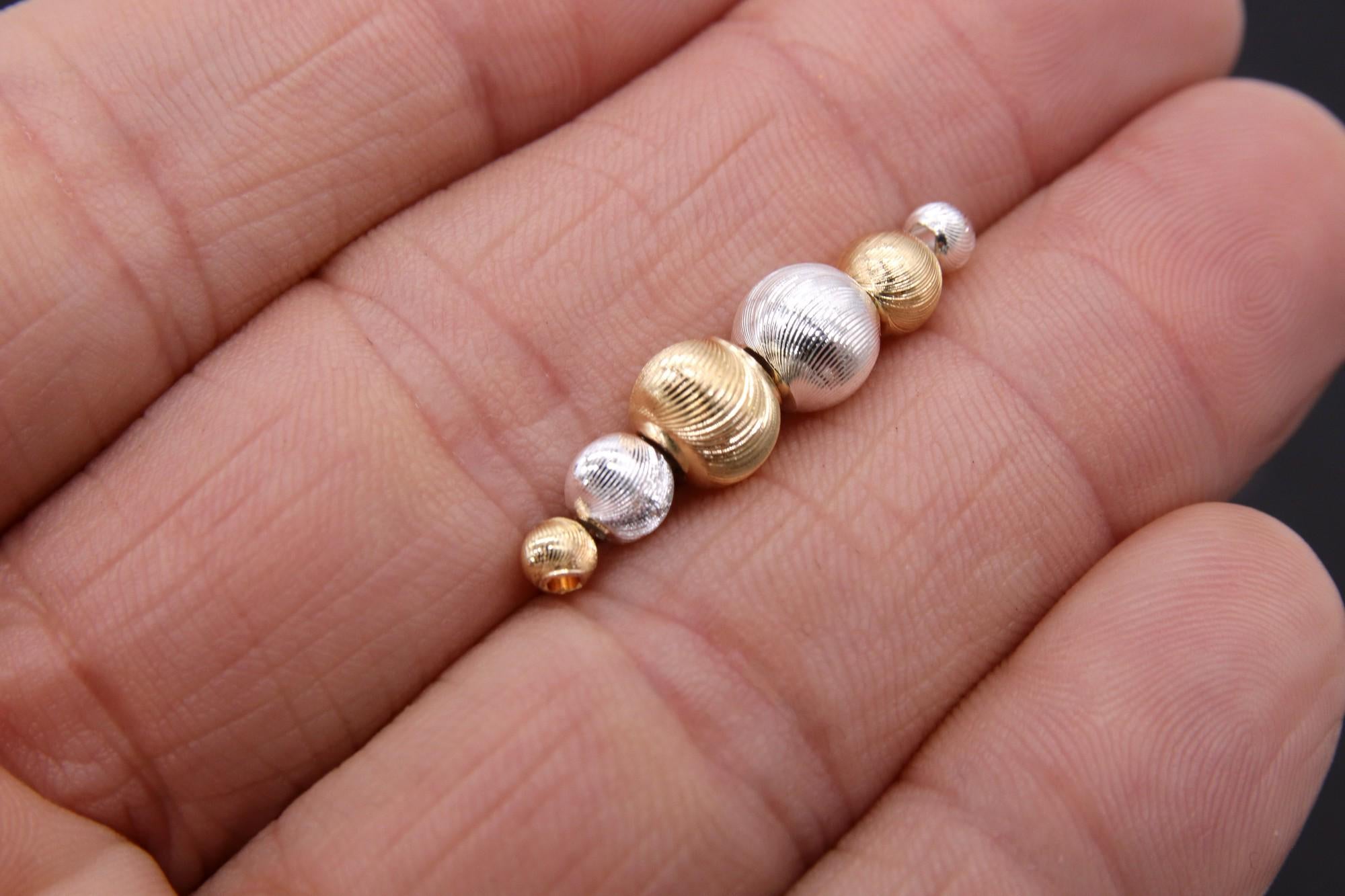 6 mm Gold or Silver Round 4 mm Metal Brushed Textured Wavy Lined Beads, 8 mm Big Hole Beads