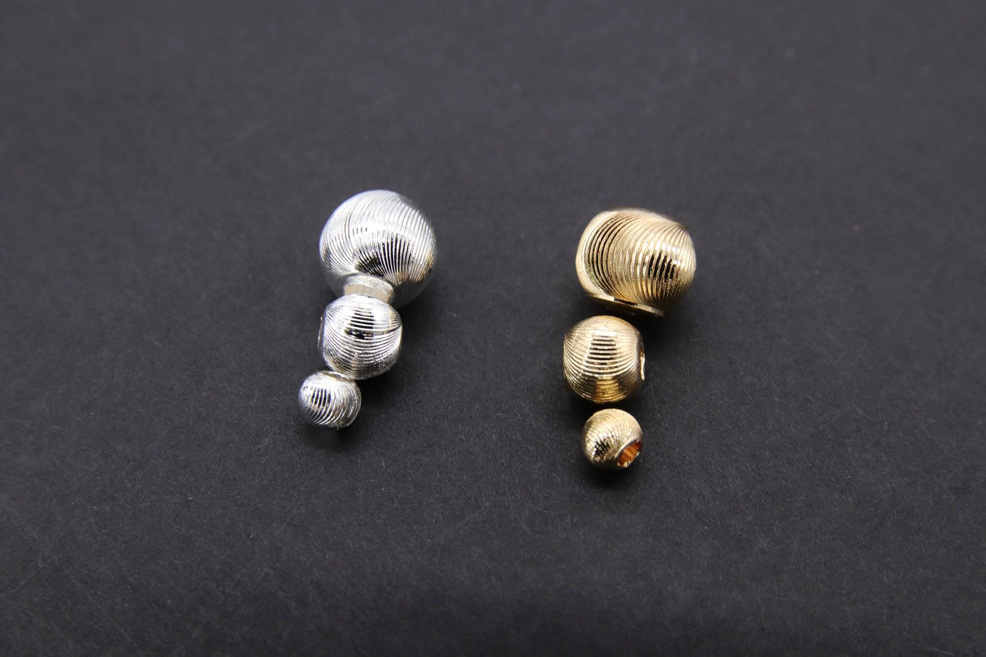 Gold Round Spacer Corrugated Bead, 20 Pc Silver Textured Lined Seamless Bead AG #2387A, 4
