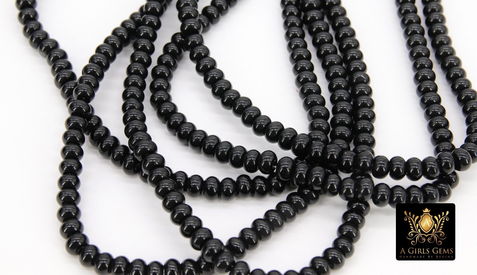 Black Heishi Beads, Smooth Black Beads BS #345, sizes in Donut 6 x 4 mm Rondelle