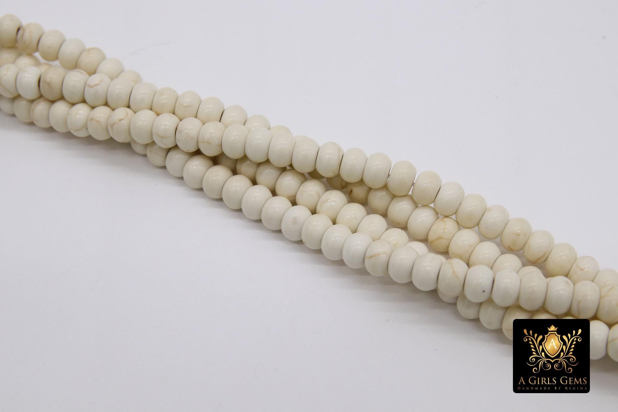 White Turquoise Heishi Beads, Smooth White Beige Turquoise Beads BS #308, sizes in Flat 6 x 2.5 or Rondelle 6 x 4 mm