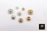 Gold Round Rondelle Beads, 20 Pc Silver Saucer Seamless Patterned Bead AG #3530, 4 mm