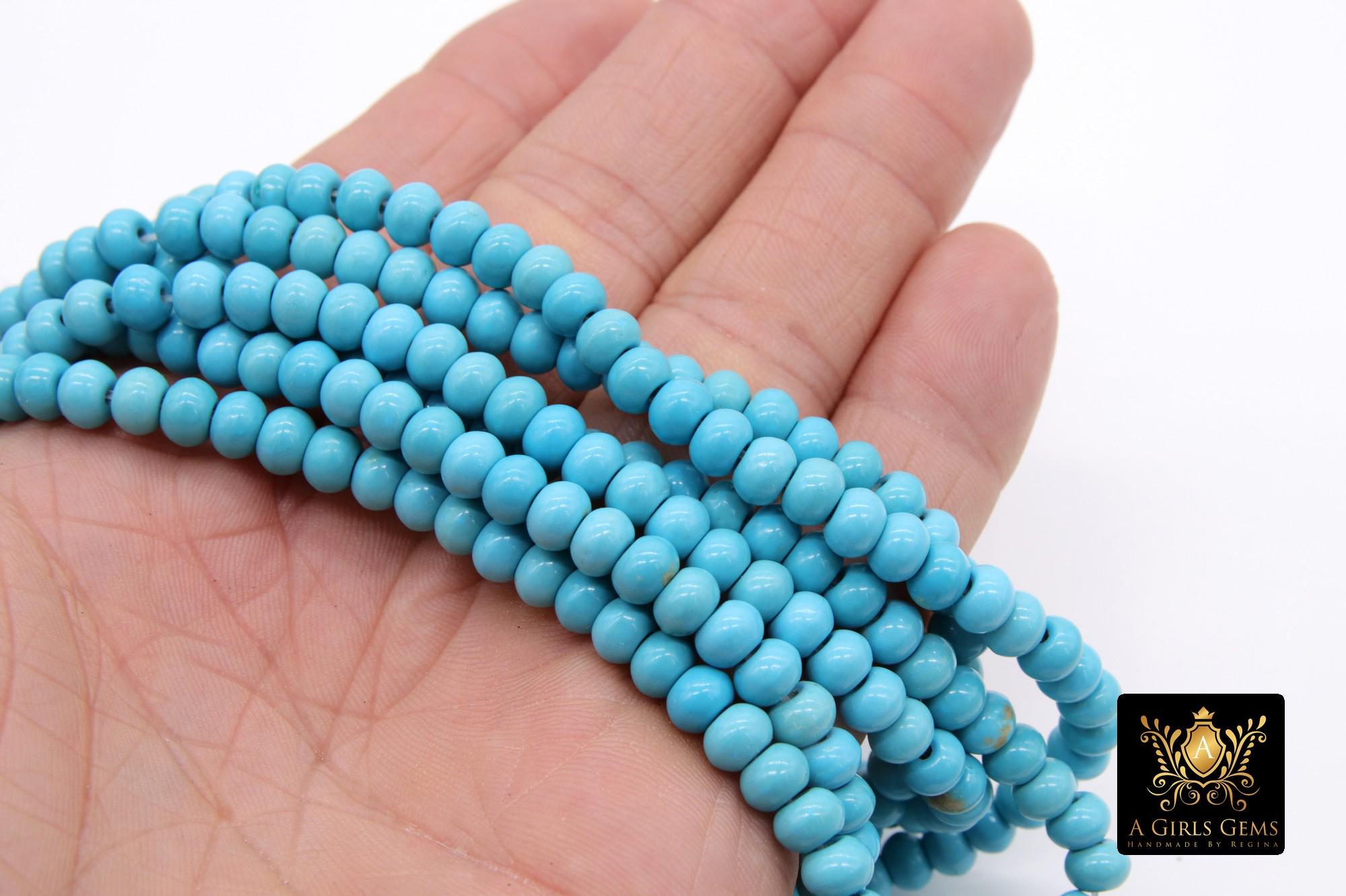 Blue Turquoise Heishi Beads, Smooth Light Blue Turquoise Beads BS #326, sizes in Donut 6 x 4 mm Rondelle