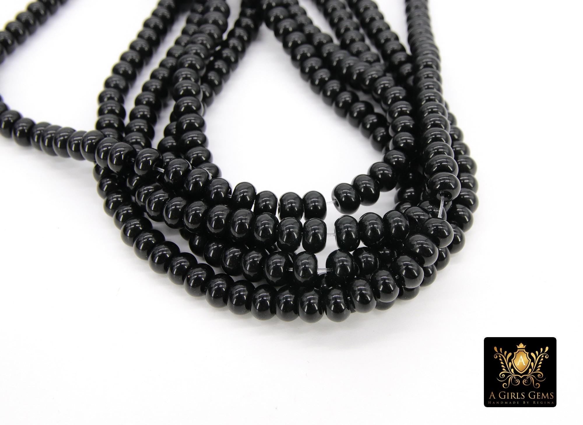 Black Heishi Beads, Smooth Black Beads BS #345, sizes in Donut 6 x 4 mm Rondelle