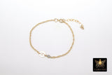 14 K Gold Filled Rope Horoscope Bracelet, CZ Birthday Adjustable Bracelet, Stamped 14/20