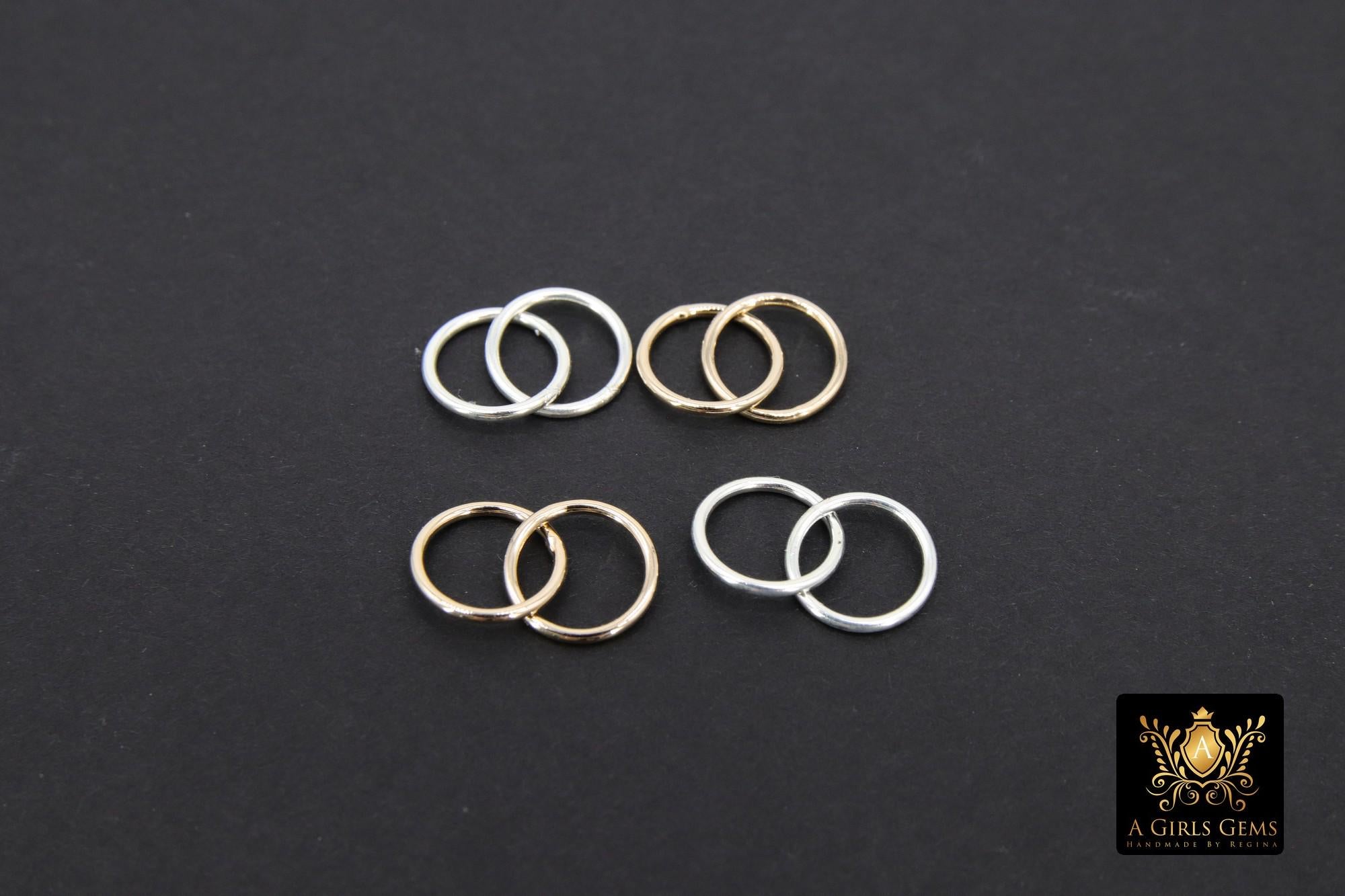 14 K Gold Filled Two Circle Link Ring, 10 mm 925 Sterling Silver Double Interlocking Rings #2623, Small Infinity Ring