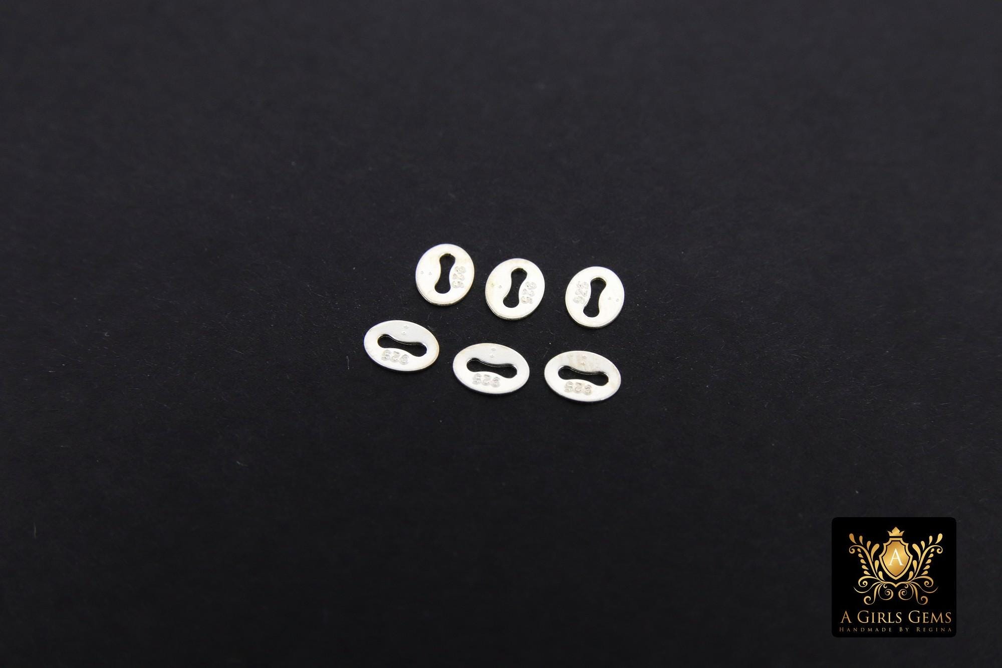 925 Sterling Silver Necklace Ends, 10 Pc Silver Quality Oval Tags #99, Stamped 4 mm Finishing Tags