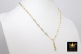 14 K Gold Filled Swivel Fob Paperclip Necklace, 14 K Gold Filled Oval Thick Chain Link Choker #615, Charm Clip Fob Necklace