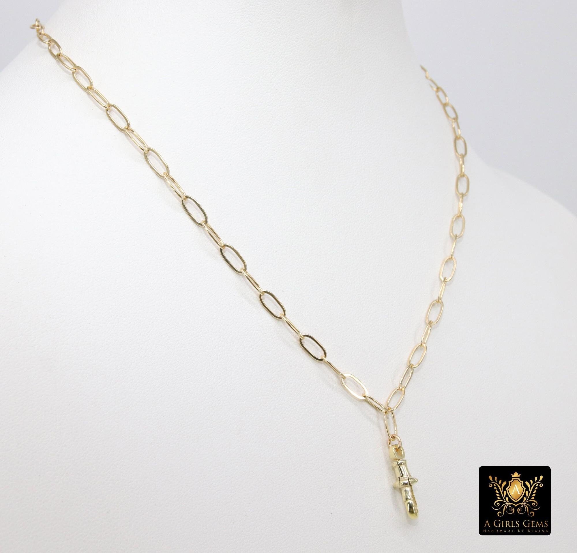 14 K Gold Filled Fob Swivel Clip Charm Necklace, Watch Pendant Clip Choker