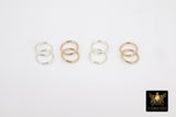 14 K Gold Filled Two Circle Link Ring, 10 mm 925 Sterling Silver Double Interlocking Rings #2623, Small Infinity Ring