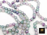 Electroplated Purple Green Fire Agate Beads, Faceted Lavender White Fuchsia Lime Beads BS #226, sizes in 8 mm 14 inch FULL Strands