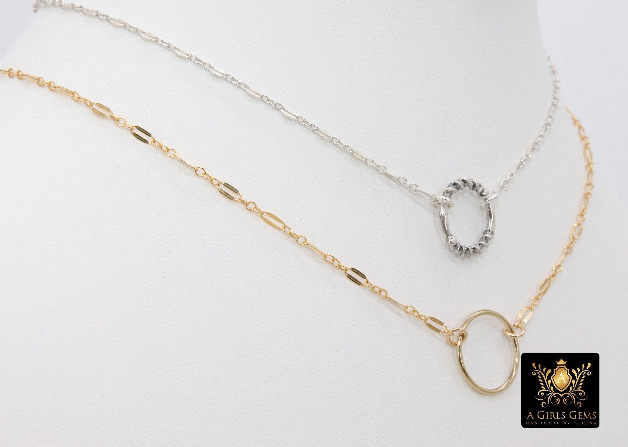 14 K Gold Filled BDSM Infinity Ring Sequin Necklace, Adjustable 925 Sterling Silver