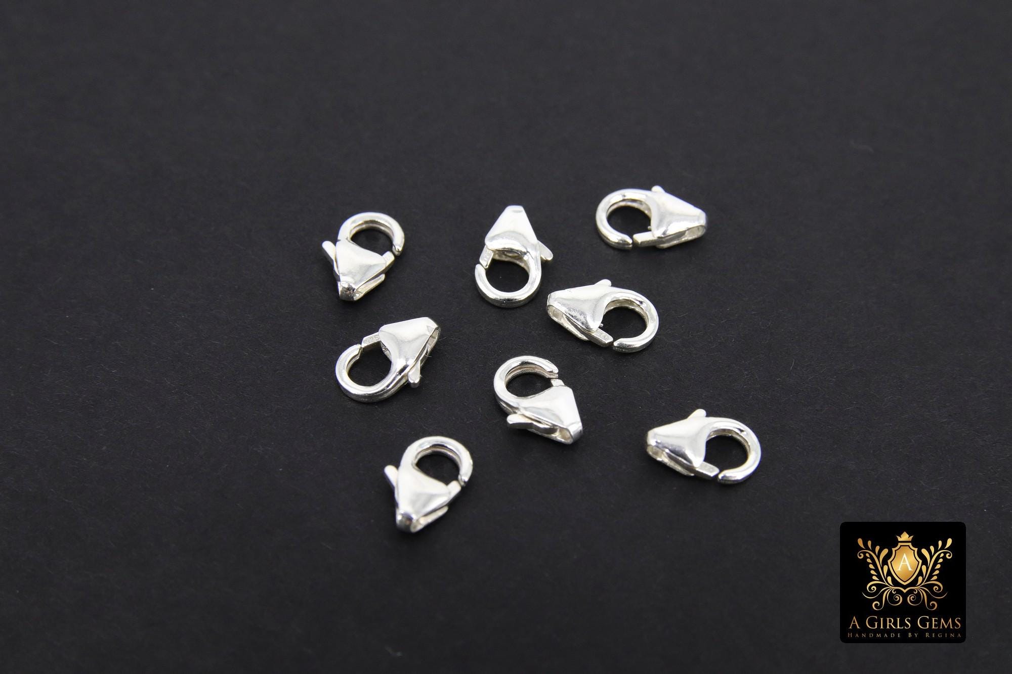 925 Sterling Silver Lobster Clasps, Silver Trigger Clasps #100, Sizes 5.5 x 8.2 mm
