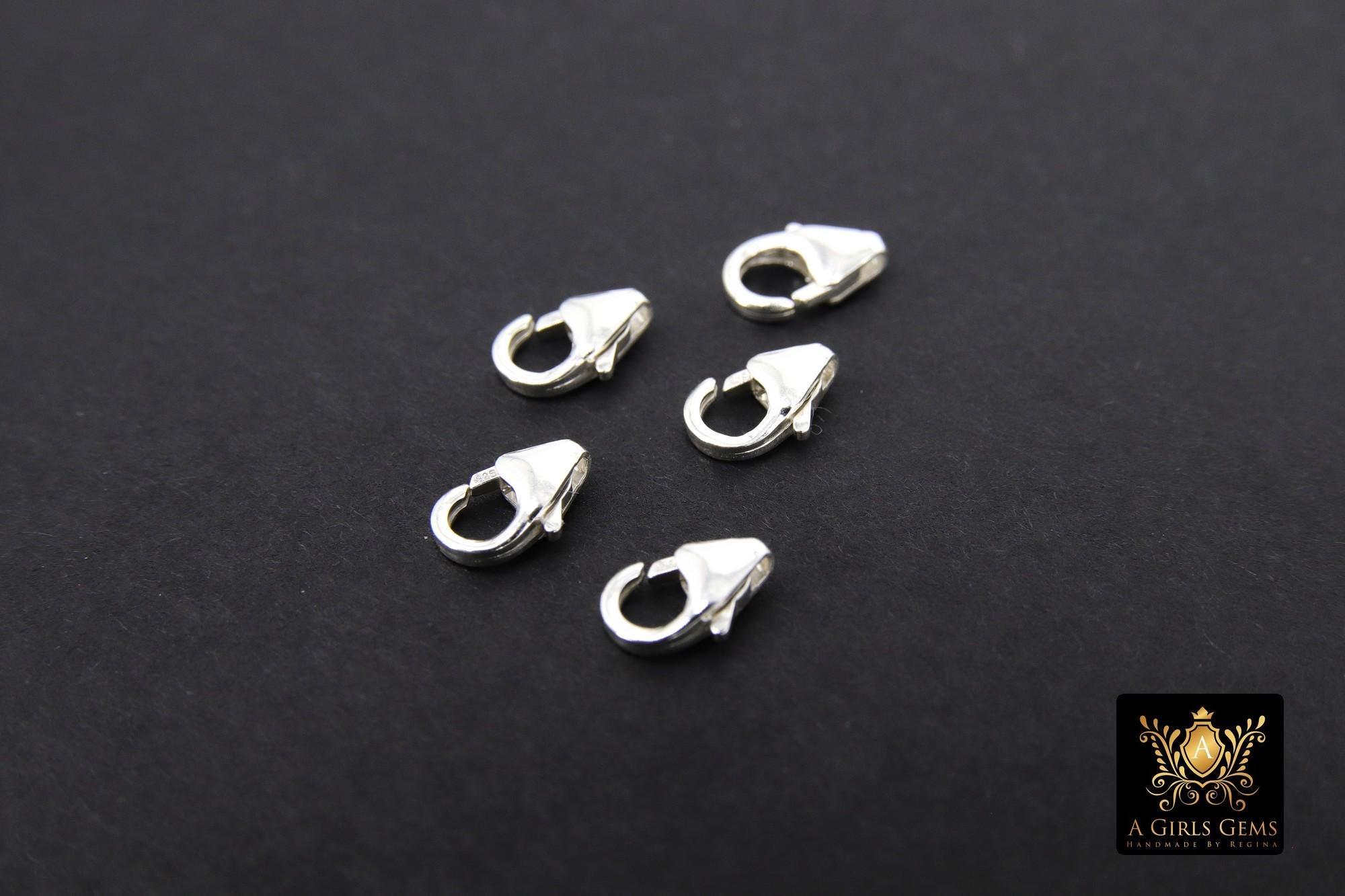 925 Sterling Silver Lobster Clasps, Silver Trigger Clasps #100, Sizes 5.5 x 8.2 mm