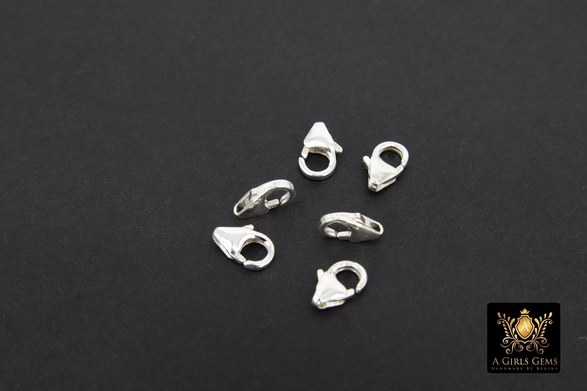 925 Sterling Silver Lobster Clasps, Silver Trigger Clasps #100, Sizes 5.5 x 8.2 mm