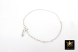 925 Sterling Silver Cross Chain Bracelet, Two Crosses On Rolo Chain Links #615, Cross Charm Bracelet