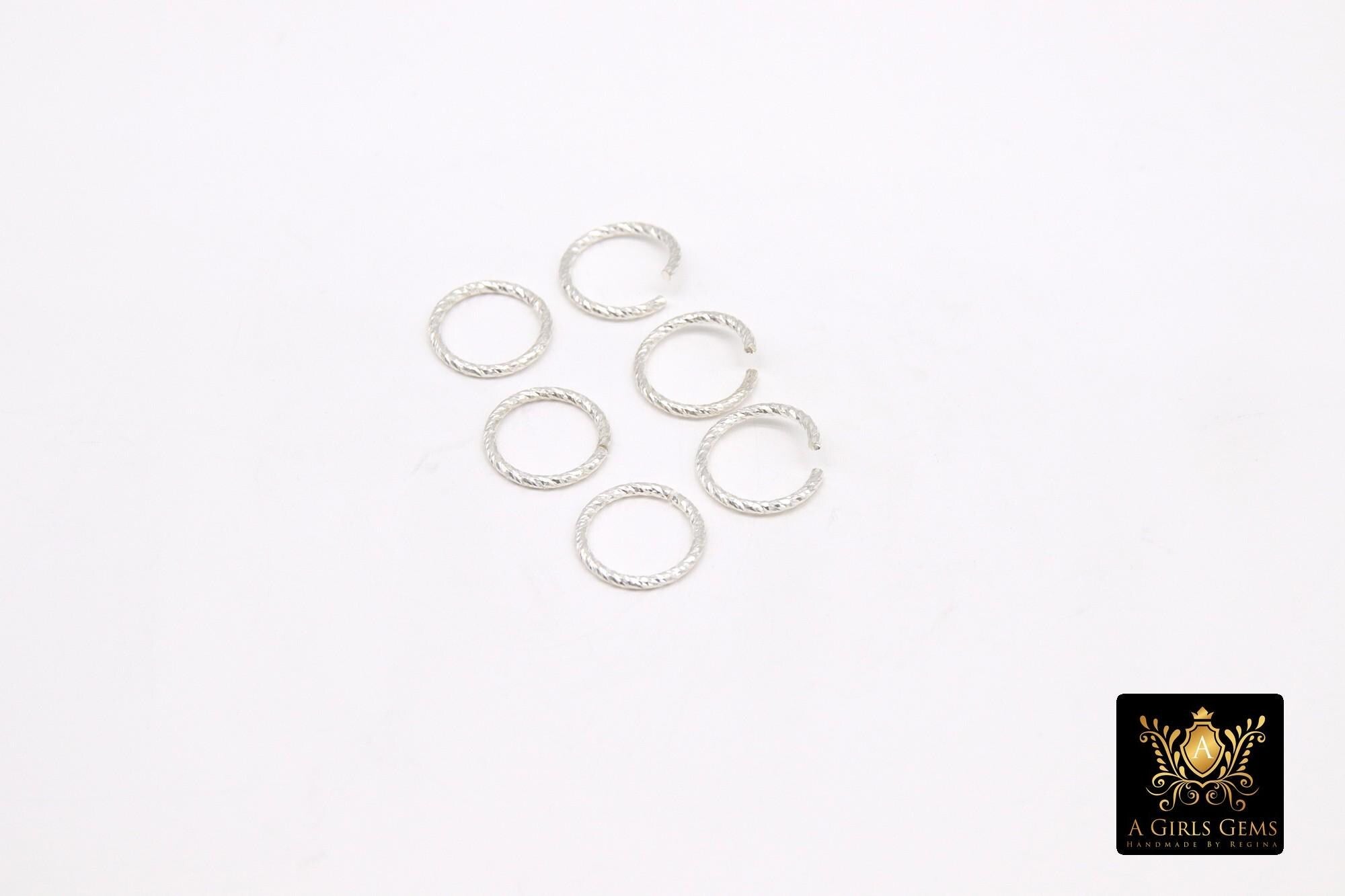 14 K Gold Filled Twist Jump Rings, 10 mm 925 Sterling Silver Open Sparkle #2755, Strong Snap Close 18 Gauge Textured Ring