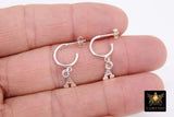 14 K Gold Filled Letter Earrings, 925 Sterling Silver Initial Hoops #595, Personalized Alphabet Earrings