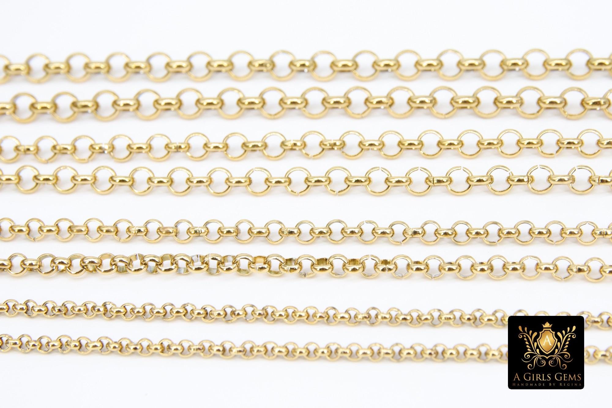 Gold Stainless Steel ROLO Chain, 3, 4