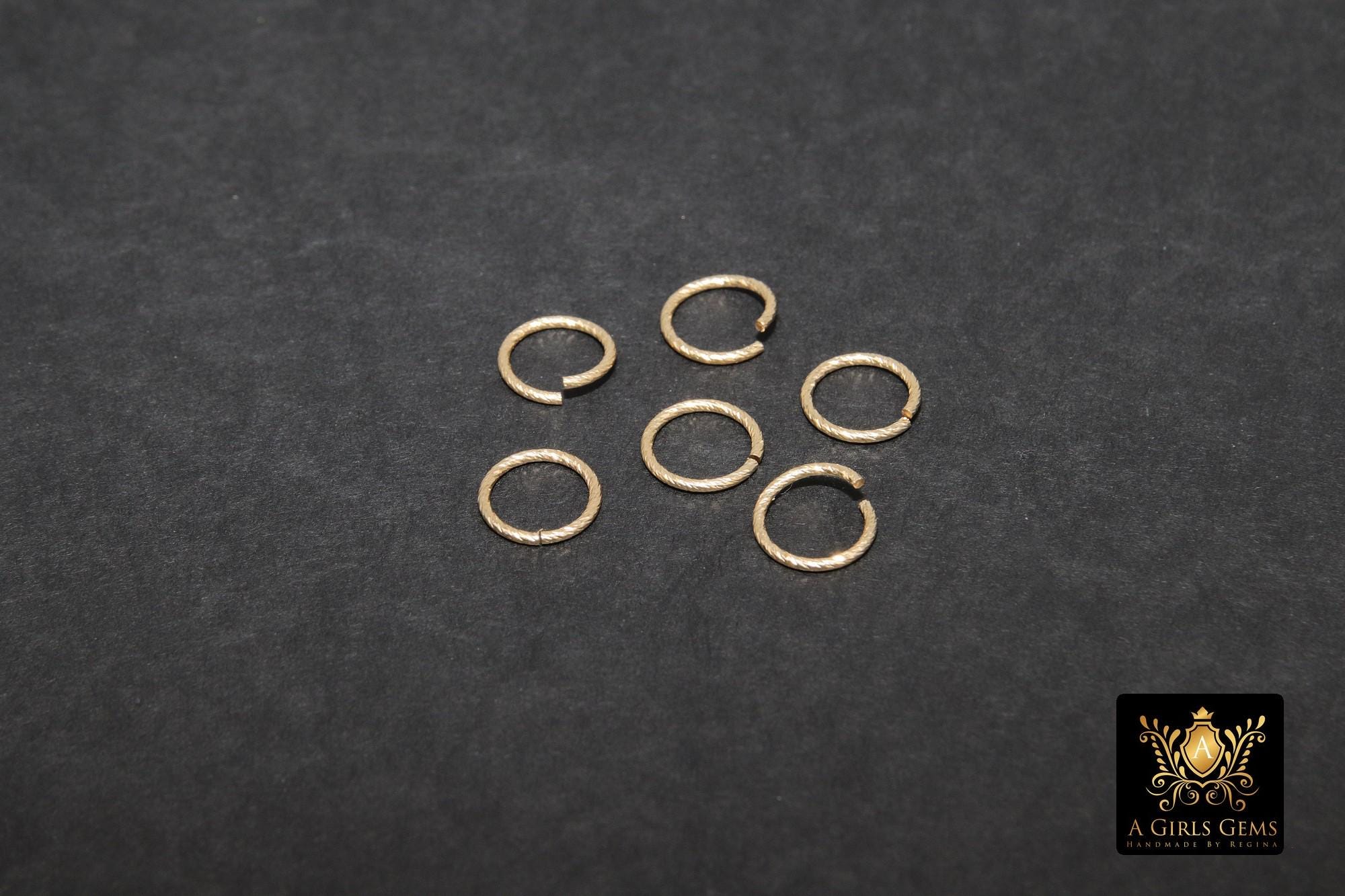 14 K Gold Filled Twist Jump Rings, 10 mm 925 Sterling Silver Open Sparkle #2755, Strong Snap Close 18 Gauge Textured Ring