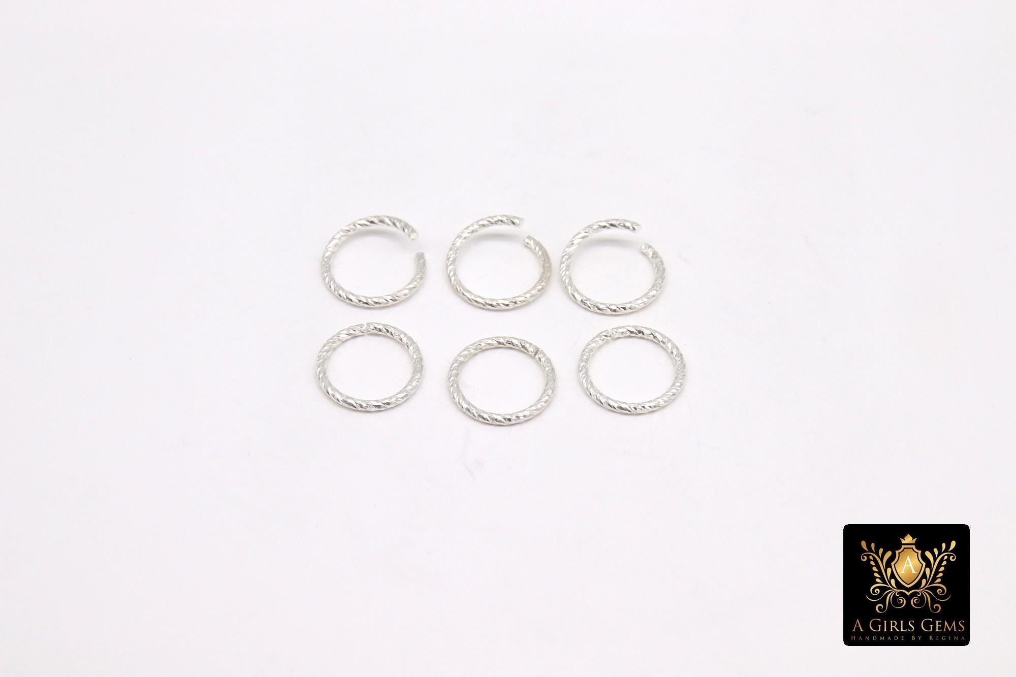 14 K Gold Filled Twist Jump Rings, 10 mm 925 Sterling Silver Open Sparkle #2755, Strong Snap Close 18 Gauge Textured Ring