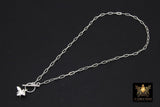 Bumble Bee Chain Necklace, 925 Sterling Silver Toggle, Queen Bee Rectangle Paperclip Drawn Chain
