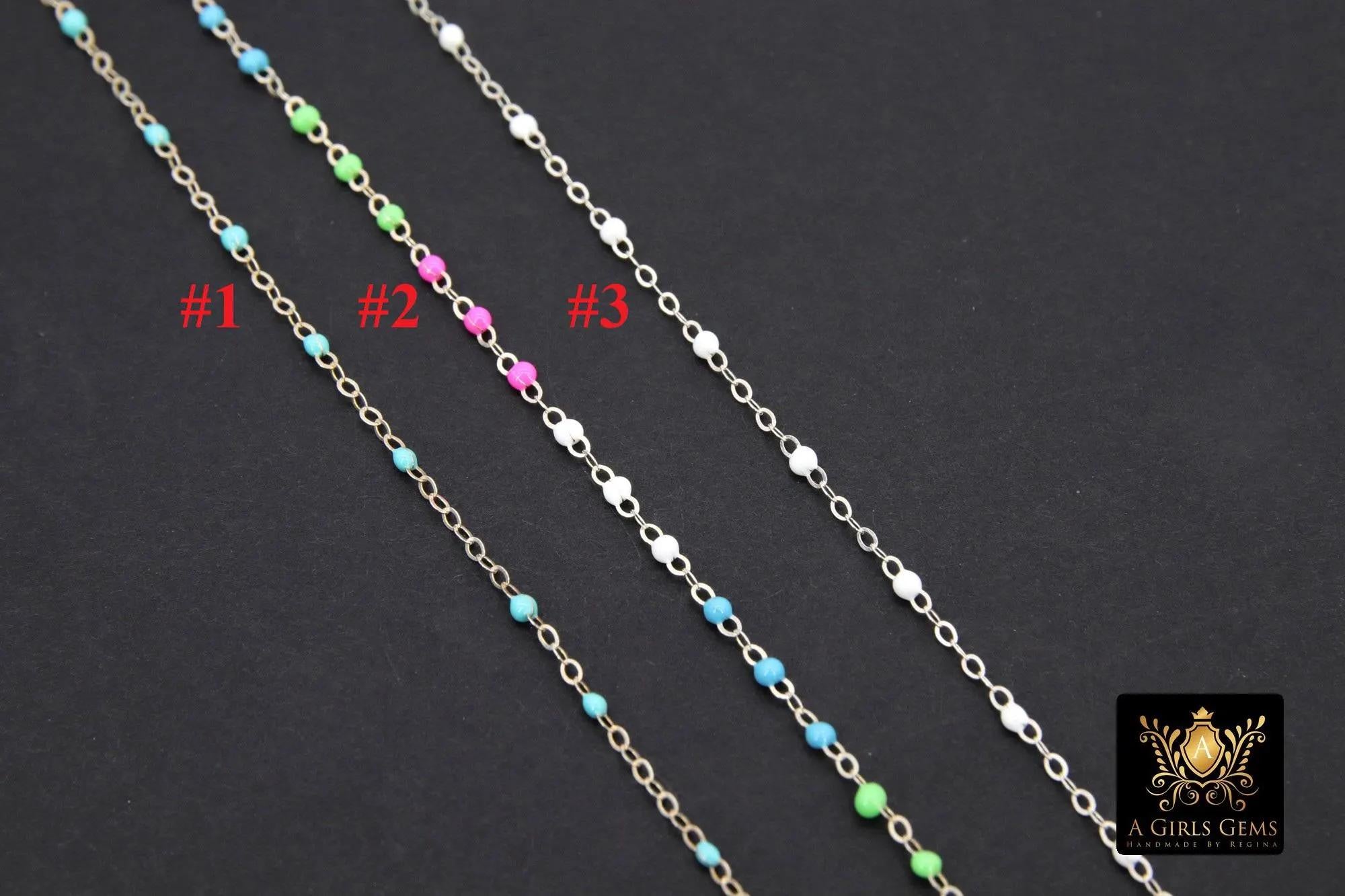 925 Sterling Silver Dainty Satellite Enamel Bracelet, Rainbow Beaded Silver Jewelry #2626, Stamped 925