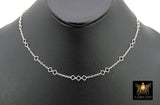 14 K Gold Filled Clover Chain Necklace, 925 Sterling Silver Long Short Quatrefoil Link Necklace, Stamped 14/20 or 925