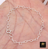 925 Sterling Silver Clover Chain Bracelet, 14 K Gold Filled Long Short Quatrefoil Link Bracelet, Dainty Everyday Jewelry