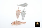 Silver CZ Pave Arrow Charms, Rose Gold Plated Diamond Pave #43, Cubic Zirconia 12 x 28 mm Arrowheads