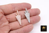 Silver CZ Pave Arrow Charms, Rose Gold Plated Diamond Pave #43, Cubic Zirconia 12 x 28 mm Arrowheads