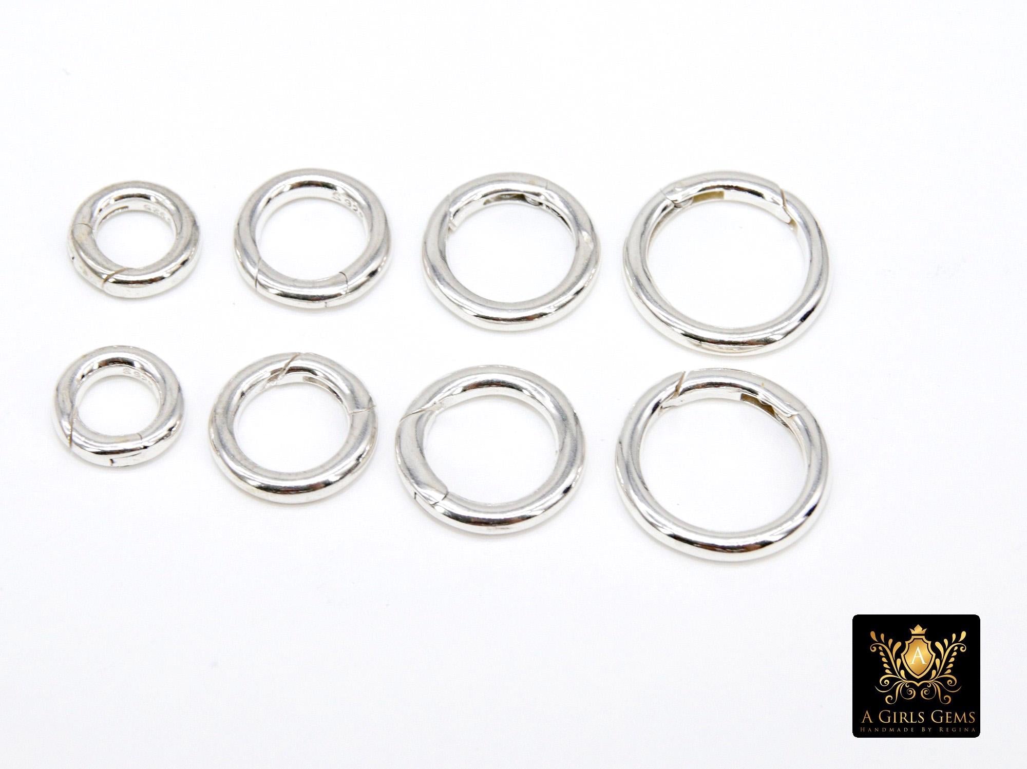925 Sterling Silver Round Push Clasp, 10 mm 12 mm 14 mm 16 mm Silver Round Shaped Clip Findings
