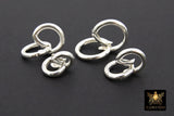 925 Sterling Silver Round Push Clasp, 10 mm 12 mm Small Round Shape #2842, 14 mm 16 mm Large Clip Connectors