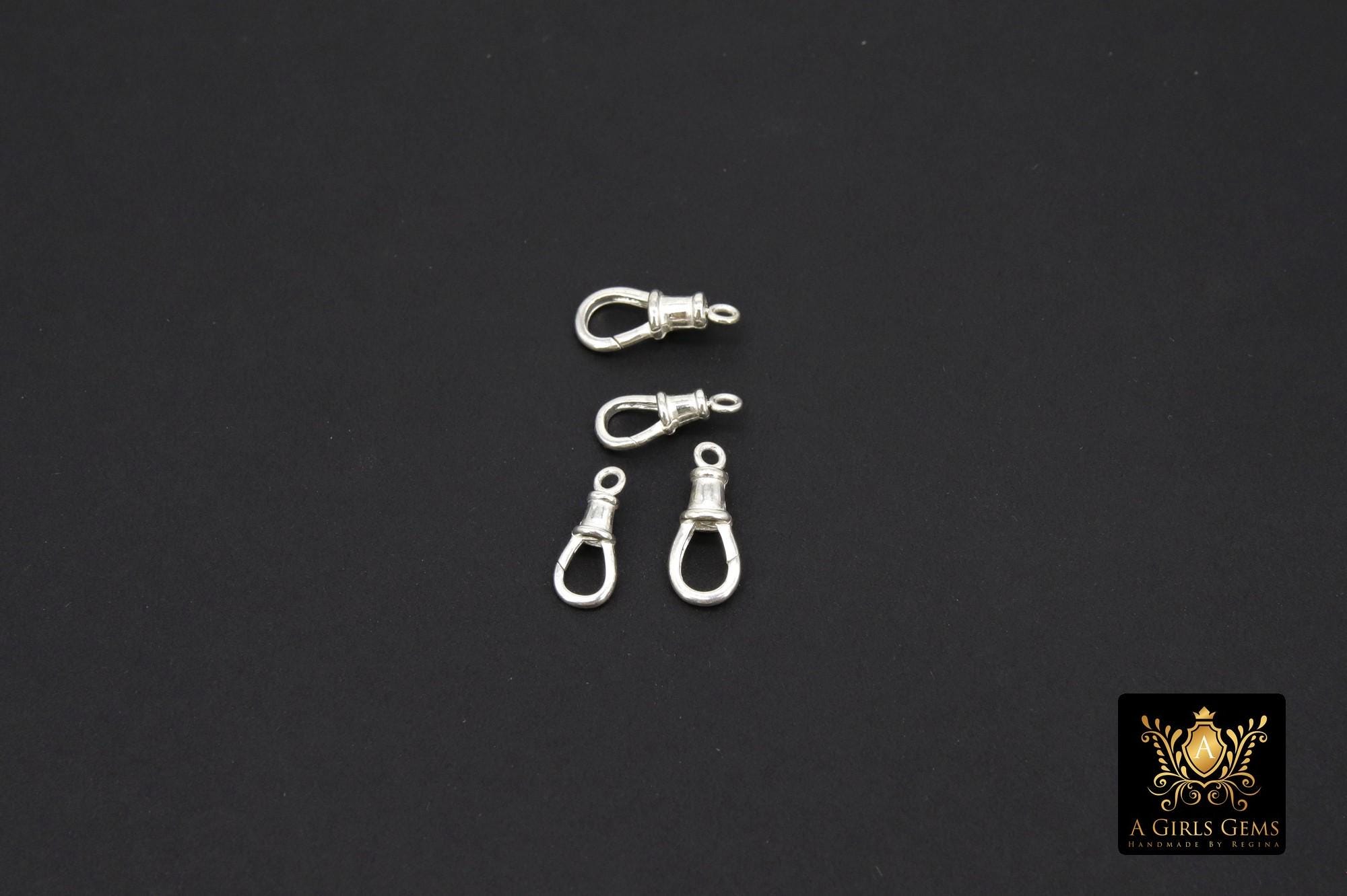 925 Sterling Silver Swivel Clasps, 13 mm or 16 mm Small Albert Push Clip Clip #2829, Fob Watch Charm or Pendant Clips