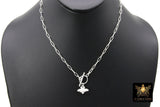 Bumble Bee Chain Necklace, 925 Sterling Silver Toggle, Queen Bee Rectangle Paperclip Drawn Chain