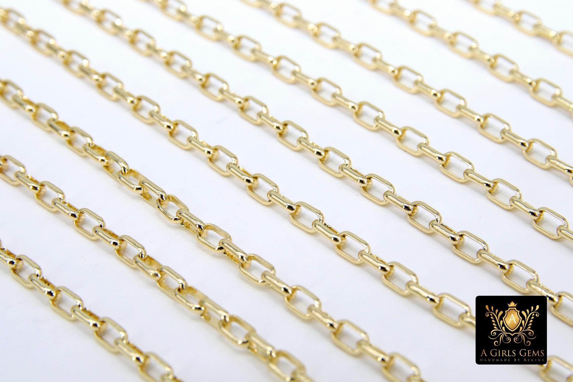 Gold Box Chains, Rectangle Box Chains CH #164, Gold 5.0 x 3.5 mm Unfinished Jewelry Chains