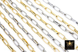 Gold Stainless Steel Oval Chain, 13 mm Smooth Silver Chains CH #525, 304L Unfinished Paperclip Rolo Made In The USA