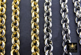 Gold or Silver 6 mm Hammered Textured Rolo Chain, 304 L Stainless Steel Unfinished Chain, By The Foot Yard