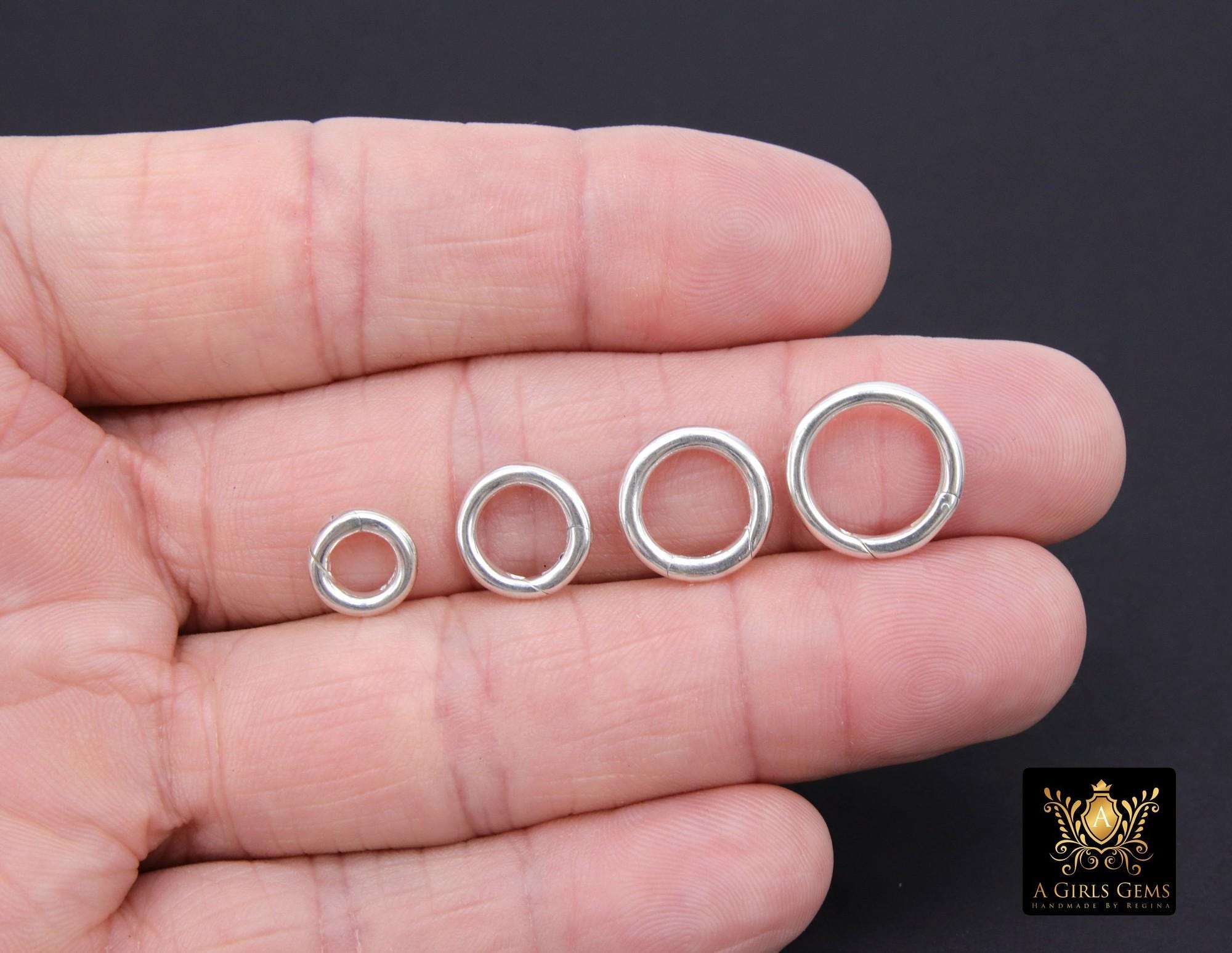 925 Sterling Silver Round Push Clasp, 10 mm 12 mm Small Round Shape #2842, 14 mm 16 mm Large Clip Connectors