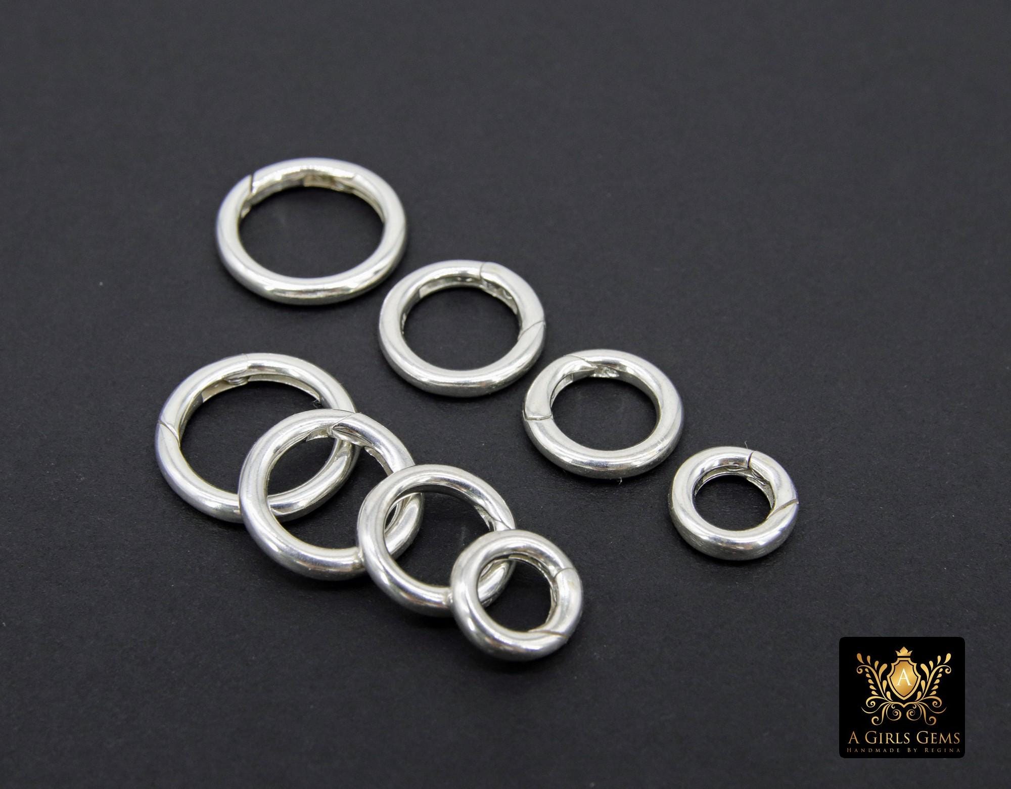 925 Sterling Silver Round Push Clasp, 10 mm 12 mm 14 mm 16 mm Silver Round Shaped Clip Findings