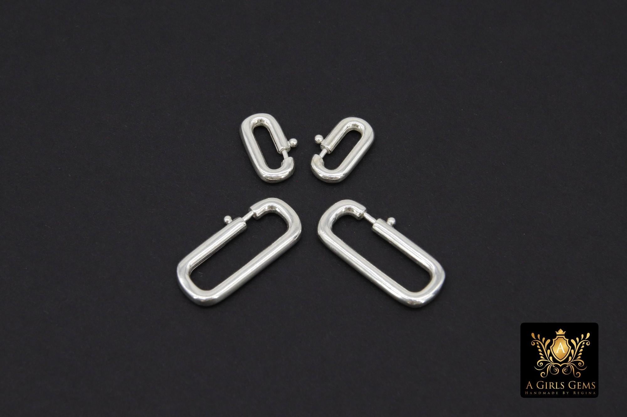925 Sterling Silver Lobster Clasps, 13 mm Small Silver Oval Long Clasps #2984, Large 22 mm Clips