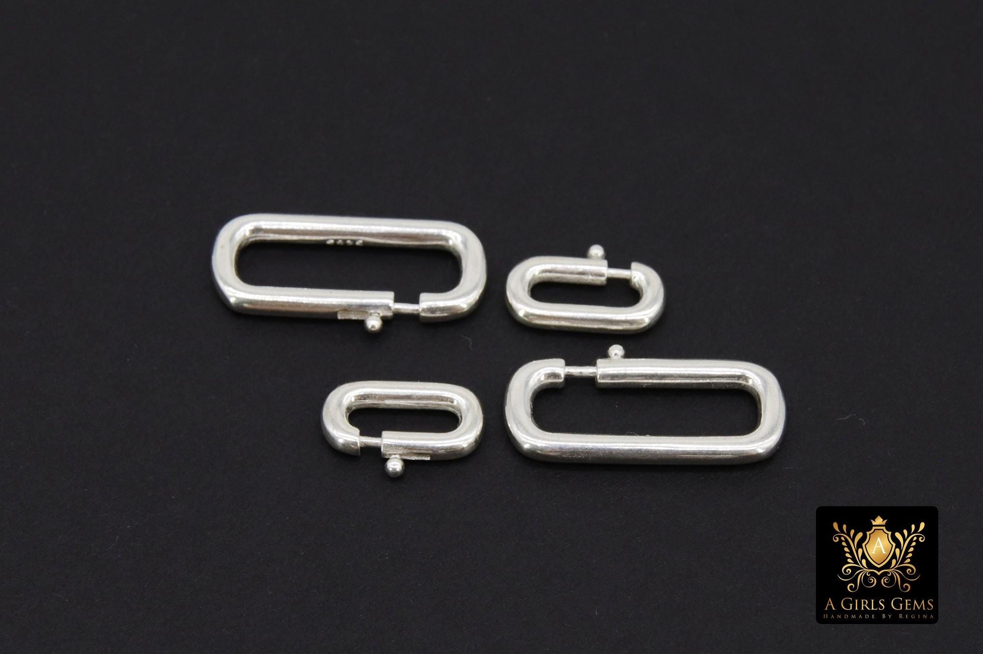 925 Sterling Silver Lobster Clasps, 13 mm Small Silver Oval Long Clasps #2984, Large 22 mm Clips