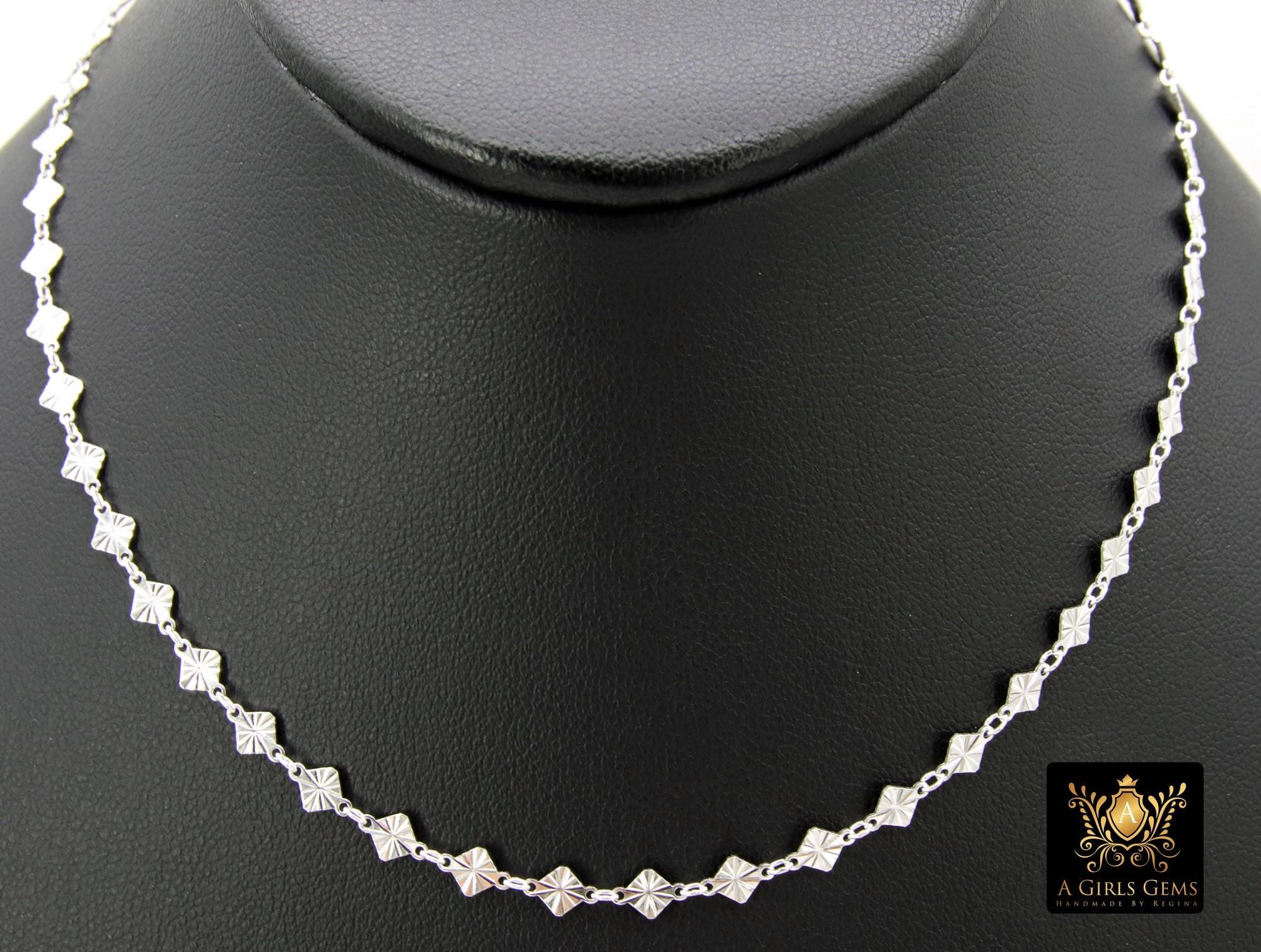 925 Sterling Silver Diamond Shape Chains, 4.1 mm Starburst Sequin CH# 876, Unfinished 6.1 mm Chains